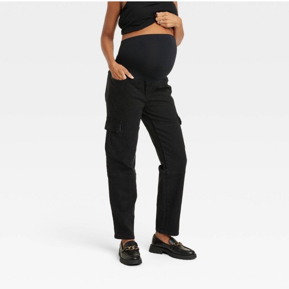 Isabel Maternity by Ingrid & Isabel over belly black 90s straight cargo sz 10